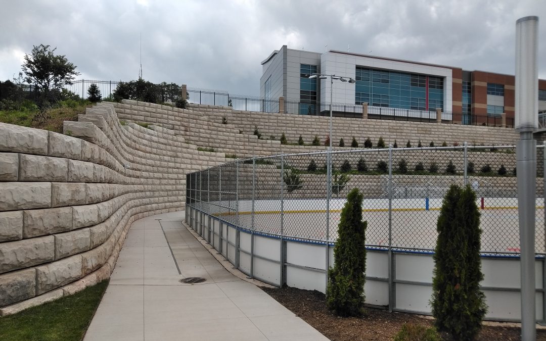 Lyndhurst Junior High School Stone Strong System Retaining Walls